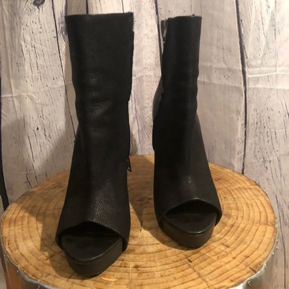 All Saints Manifest Pebbled Leather Peep Toe Bootie Size EU 41. - Picture 2 of 8